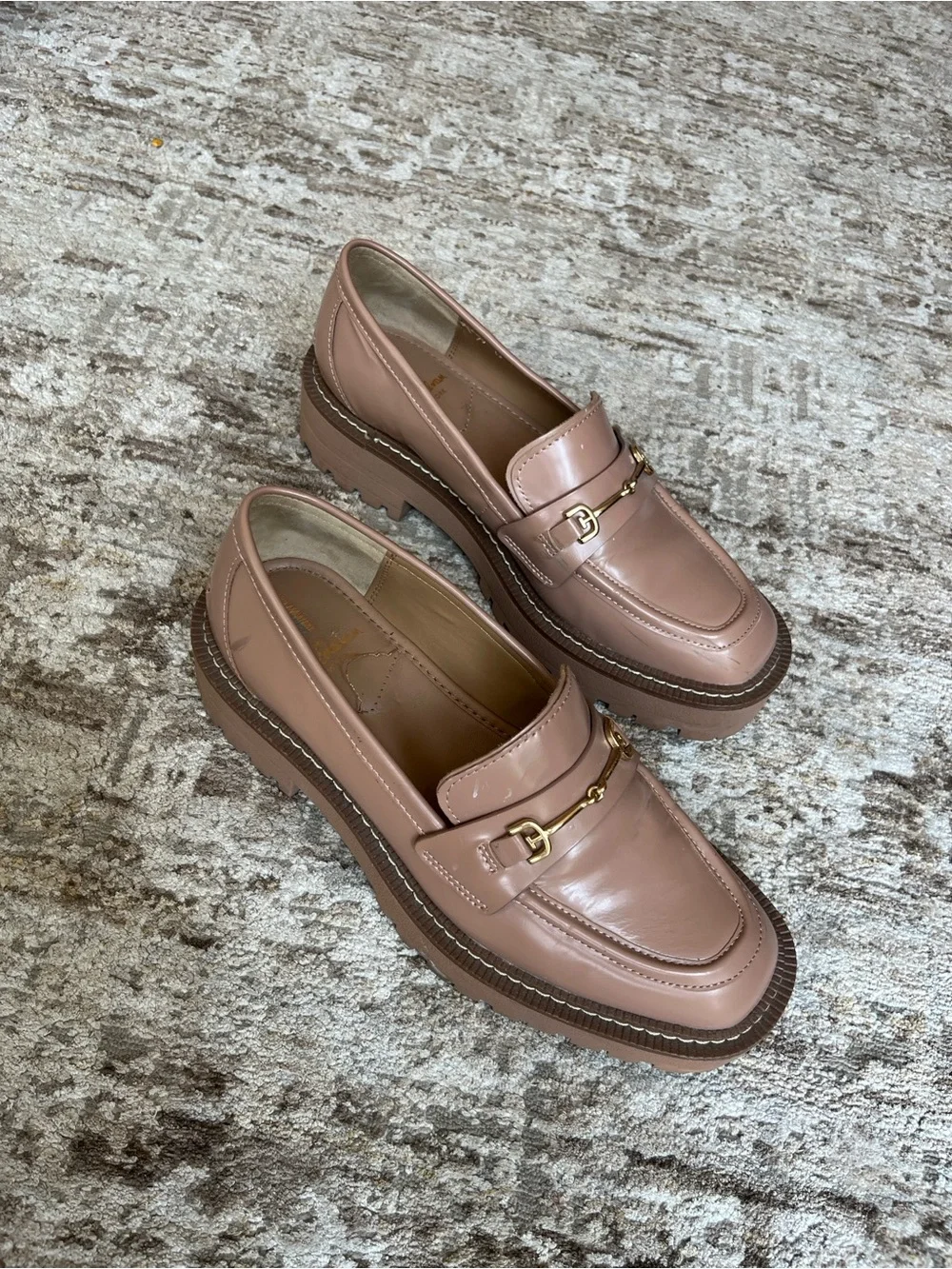 Leather Bit Loafers in Taupe - Gold Hardware